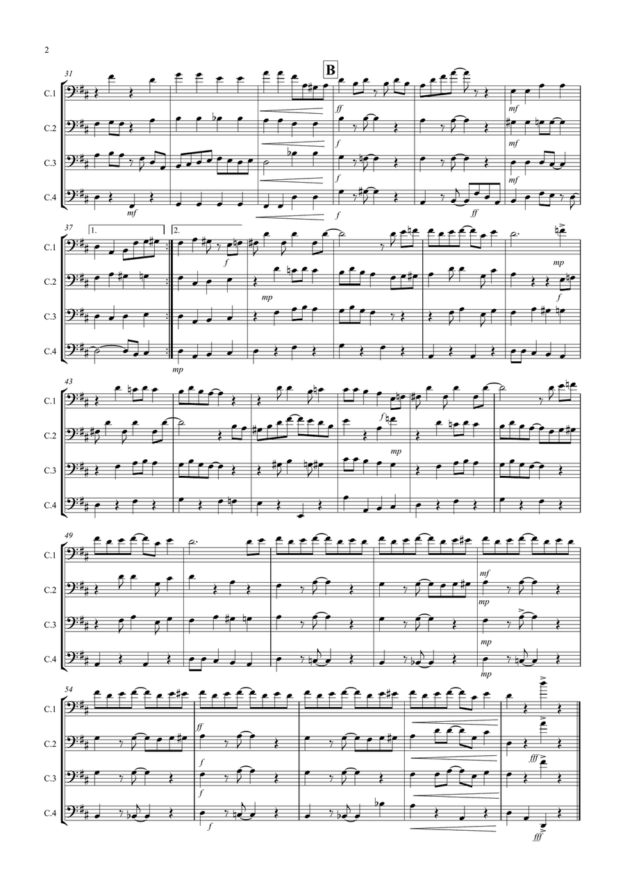 The Entertainer for Cello Quartet Cello Solo scores gallery preview page 2