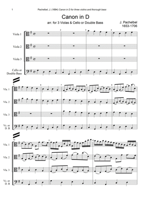 J. Pachelbel - Canon in D-dur, arr. for 3 Violas & Cello or Double Bass