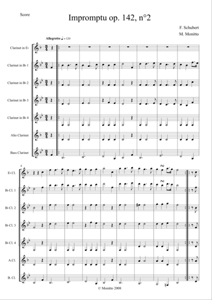 Impromptu op. 142, n° 2 Impromptu op. 142, n° 2 Woodwind Ensemble scores gallery preview page 1