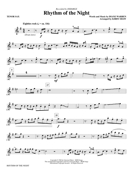 Rhythm of the Night (arr. Kirby Shaw) - Bb Tenor Saxophone
