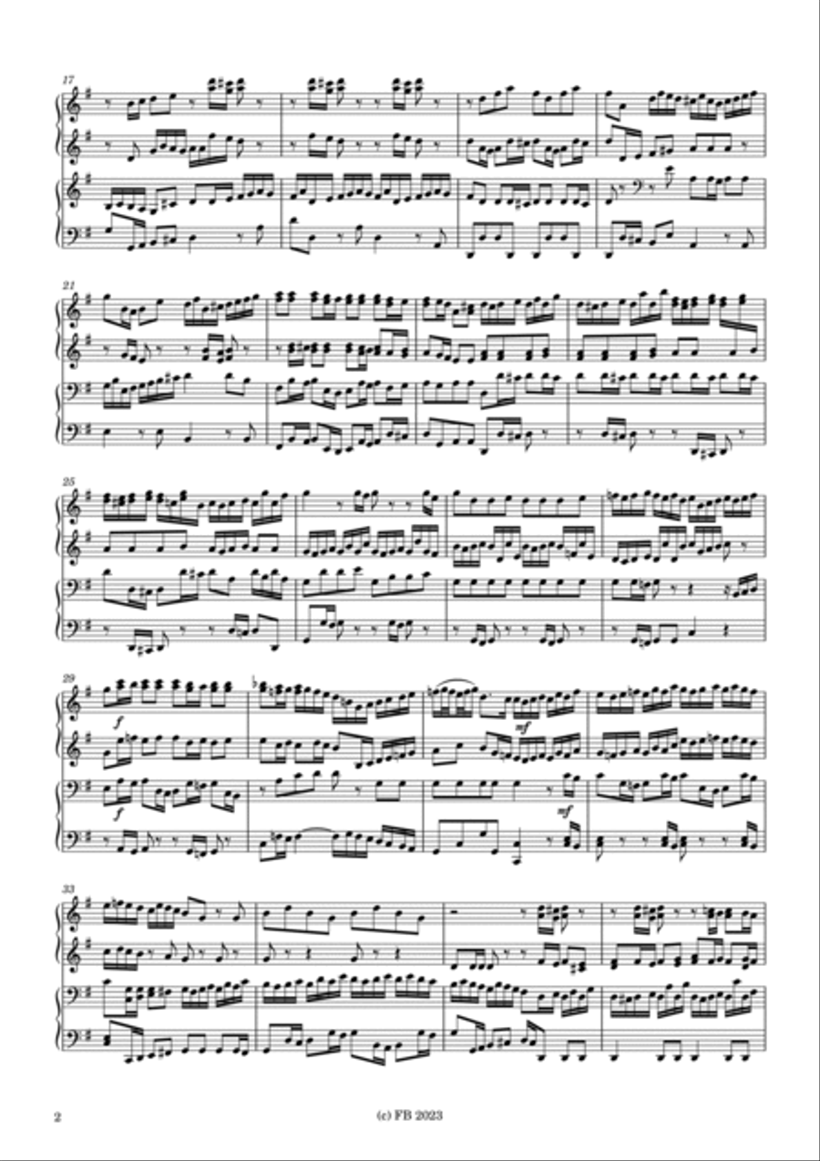 Brandenburgisches Konzert Nr. 3 G-Dur 1. Satz BWV 1048 (four hands organ duet) Chamber Music scores gallery preview page 2
