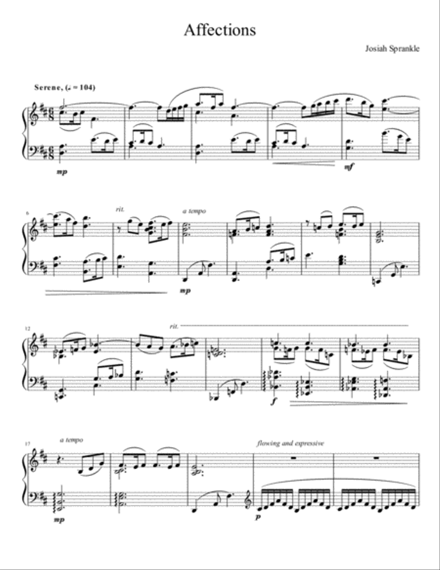 Affections Affections Piano Solo scores gallery preview page 1