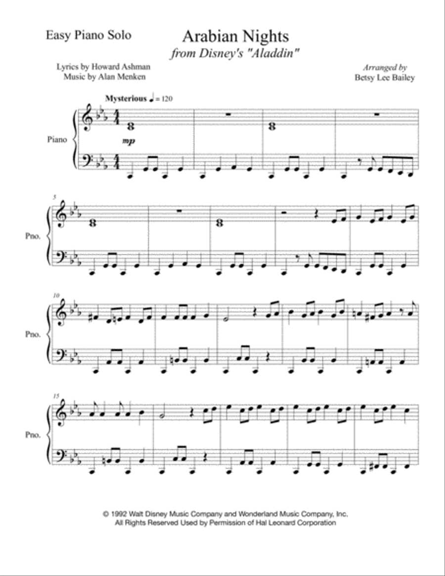 Arabian Nights Easy Piano scores gallery preview page 2