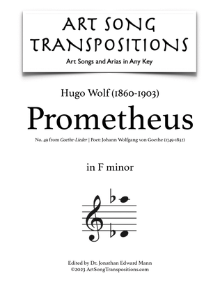 Book cover for WOLF: Prometheus (transposed to F minor)