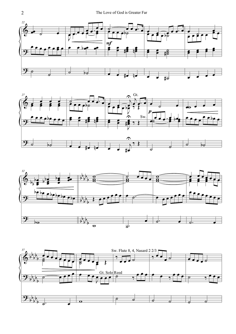 The Love of God is Greater Far(Organ arrangement) Organ Solo scores gallery preview page 2