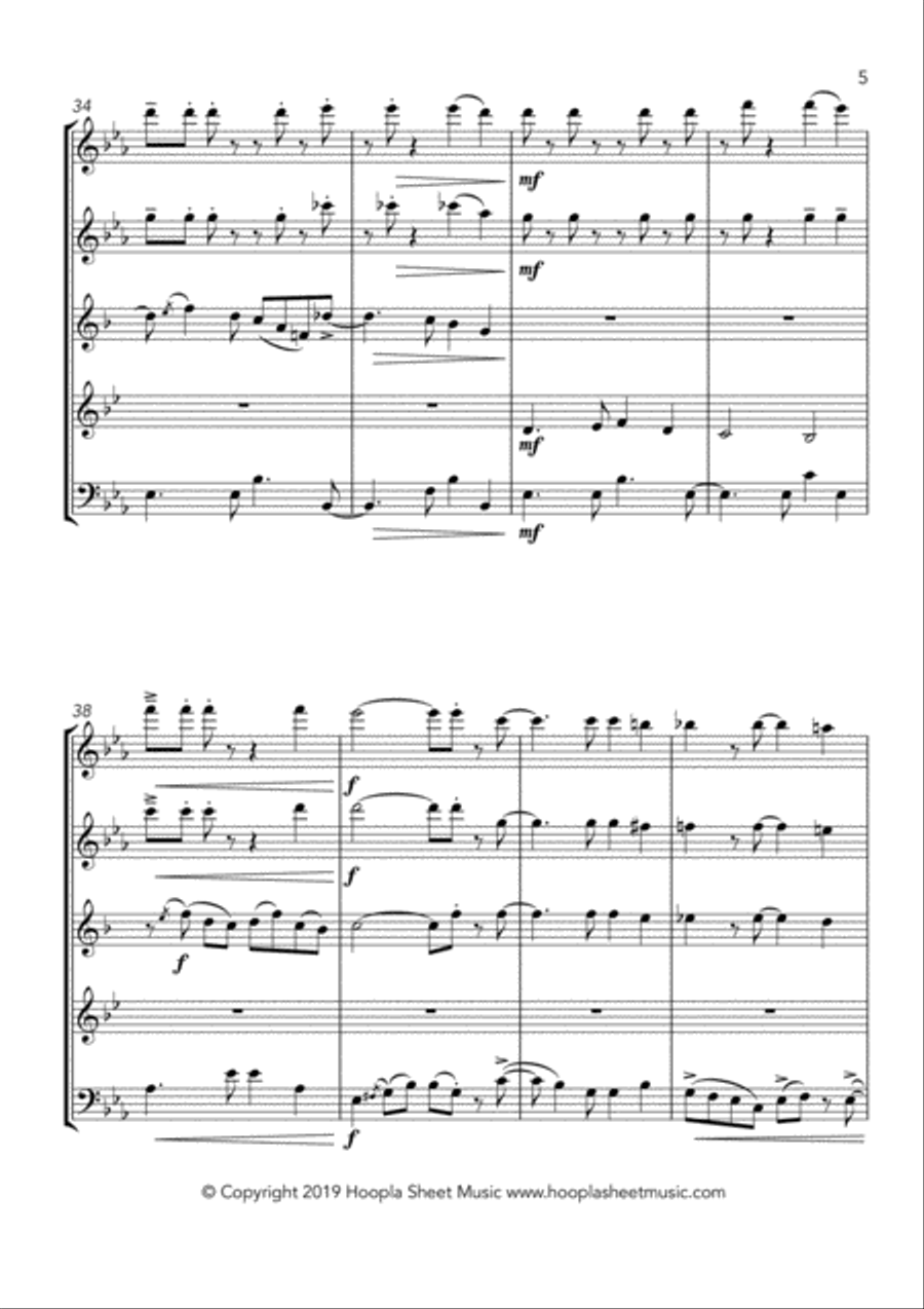 Bossa Nova Bleak Midwinter (In the Bleak Midwinter) Woodwind Quintet scores gallery preview page 5