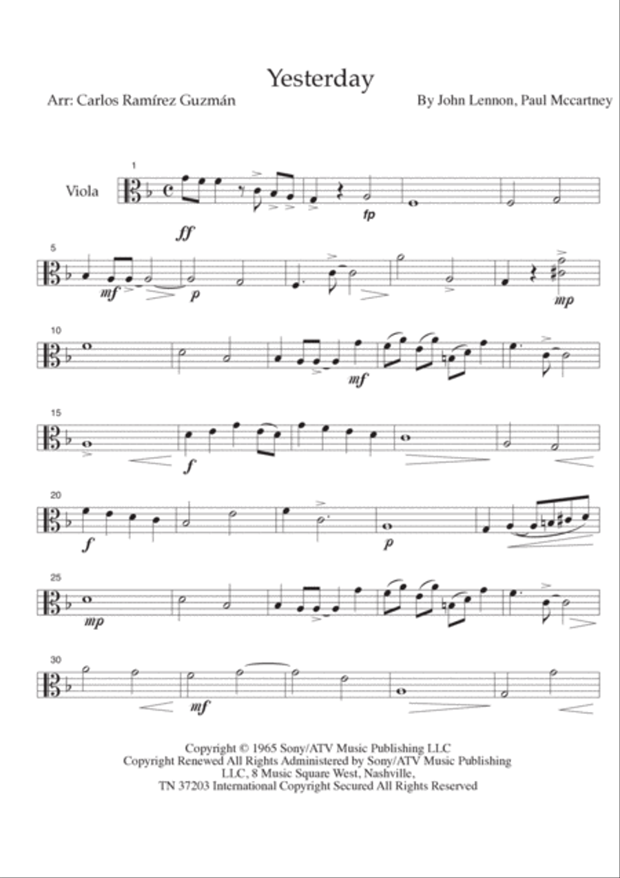 Yesterday String Quartet scores gallery preview page 5