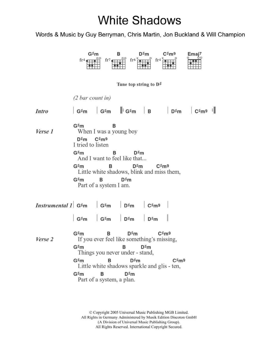 White Shadows Acoustic Guitar scores gallery preview page 1