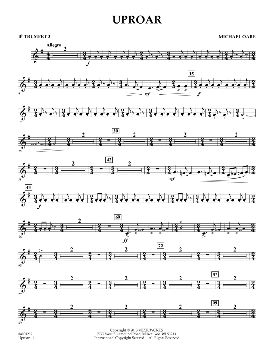 Uproar - Bb Trumpet 3 Concert Band scores gallery preview page 1