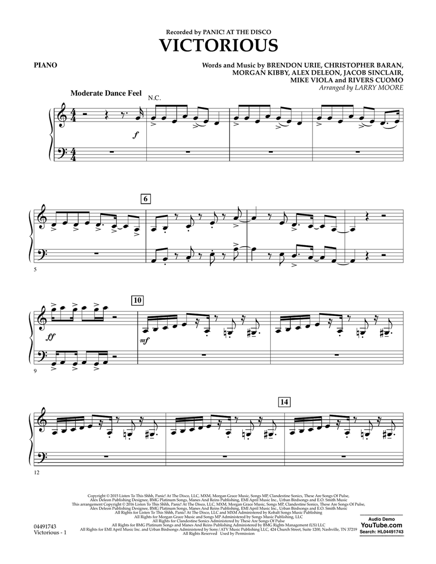 Victorious - Piano Victorious - Piano Orchestra scores gallery preview page 1