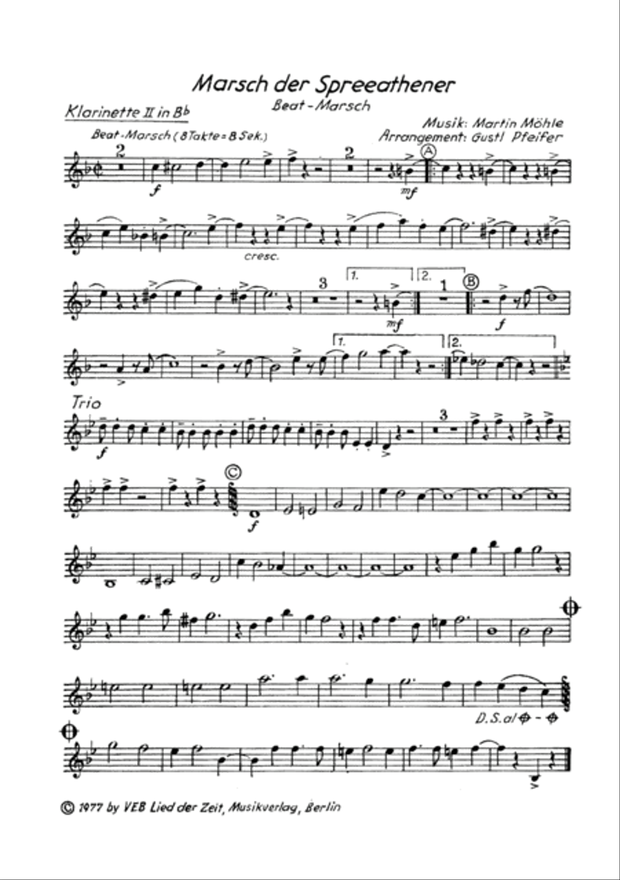 Marsch der Spreeathener Clarinet scores gallery preview page 2