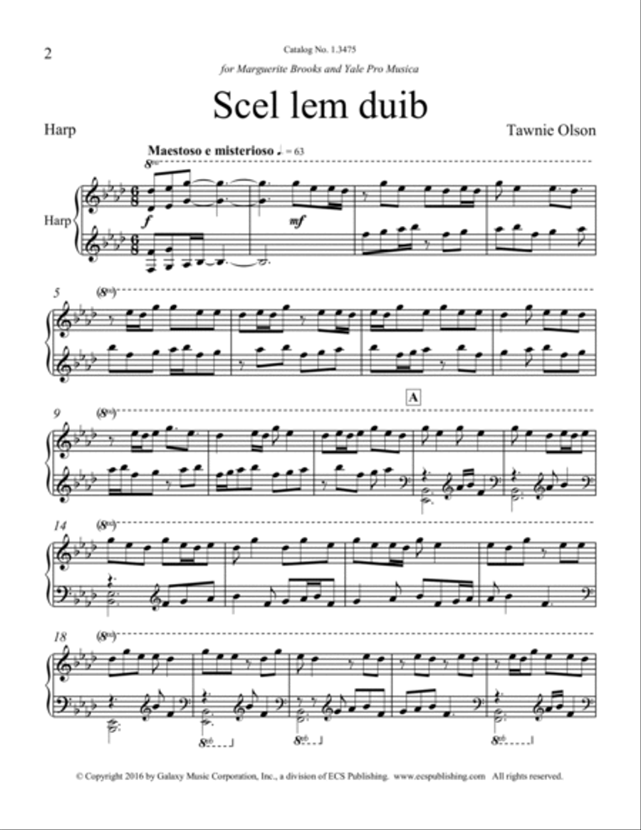 Scel lem duib (Downloadable Harp Part) Choir scores gallery preview page 2