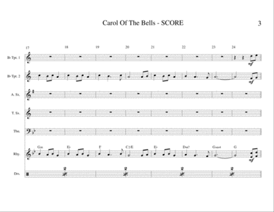 Carol Of The Bells (Jazz Band) Jazz Ensemble scores gallery preview page 3