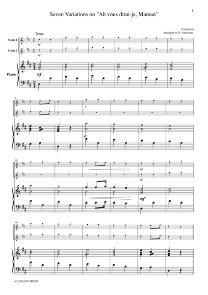 2 Violins & Piano Seven Variations on "Ah vous dirai-je, Maman"