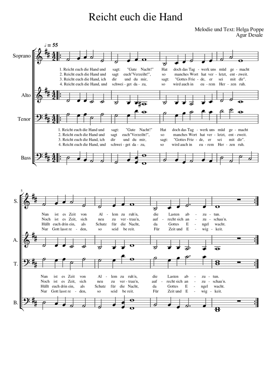 Reicht euch die Hand (without Chords) 4-Part scores gallery preview page 1
