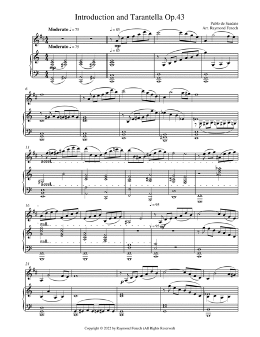 Introduction and Tarantella - Pablo de Sarasate - Clarinet and Piano B-Flat Clarinet scores gallery preview page 4