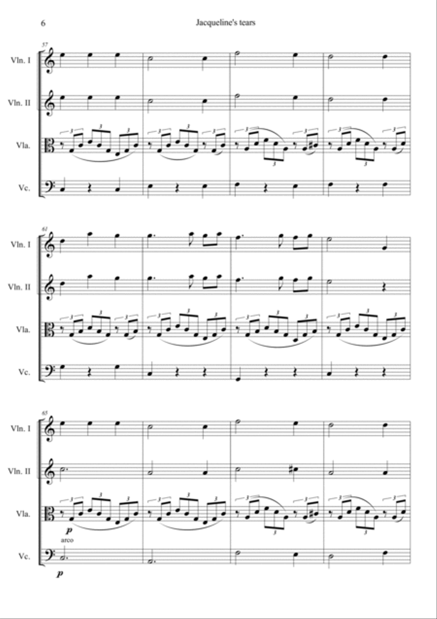 Jacqueline's Tears String Quartet scores gallery preview page 6
