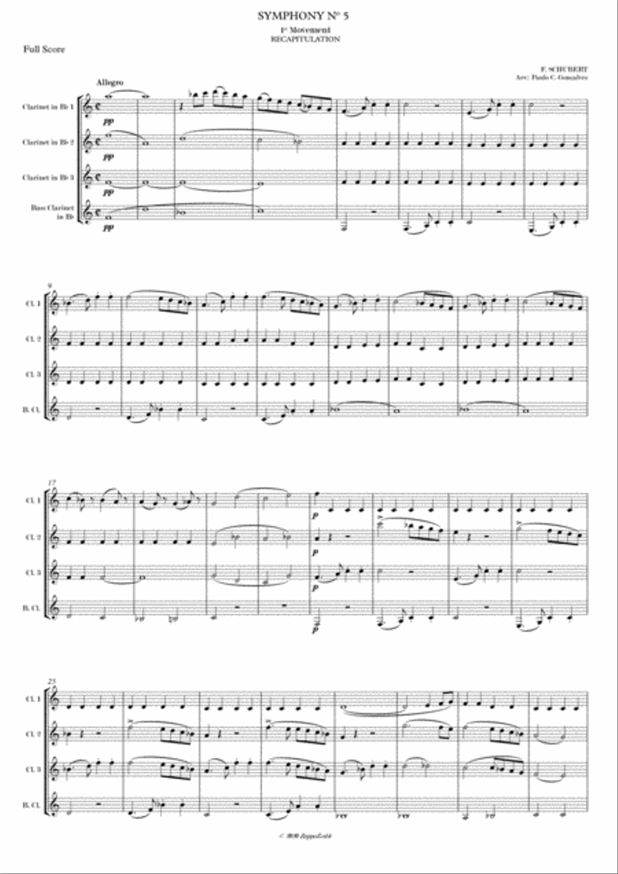 SYMPHONY Nº 5 - 1st Movement - Recapitulation - FRANZ SCHUBERT Woodwind Quartet scores gallery preview page 3