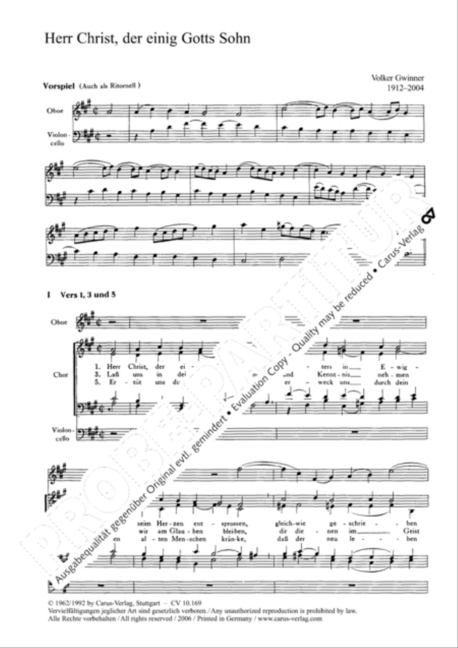The only Son from Heaven (Herr Christ, der einig Gotts Sohn) 4-Part scores gallery preview page 3