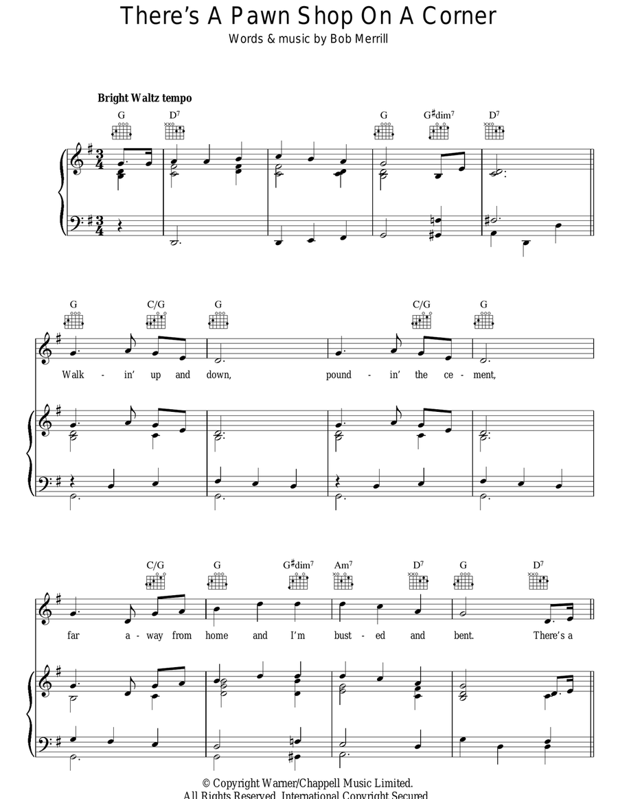 There's A Pawn Shop On A Corner (In Pittsburgh Pennsylvania) Guitar scores gallery preview page 1