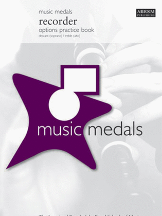Book cover for Music Medals Recorder Options Practice Book