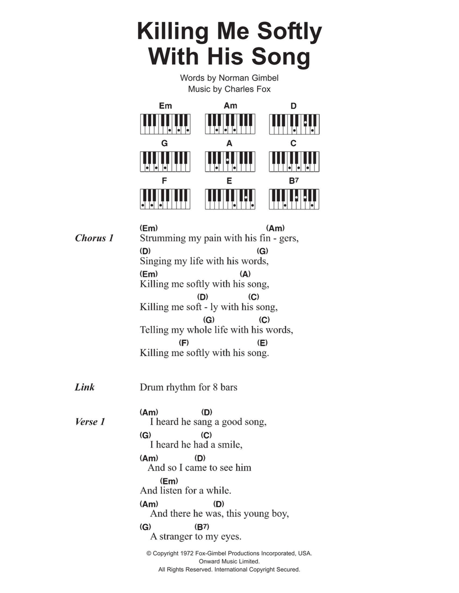 Killing Me Softly With His Song Piano scores gallery preview page 1