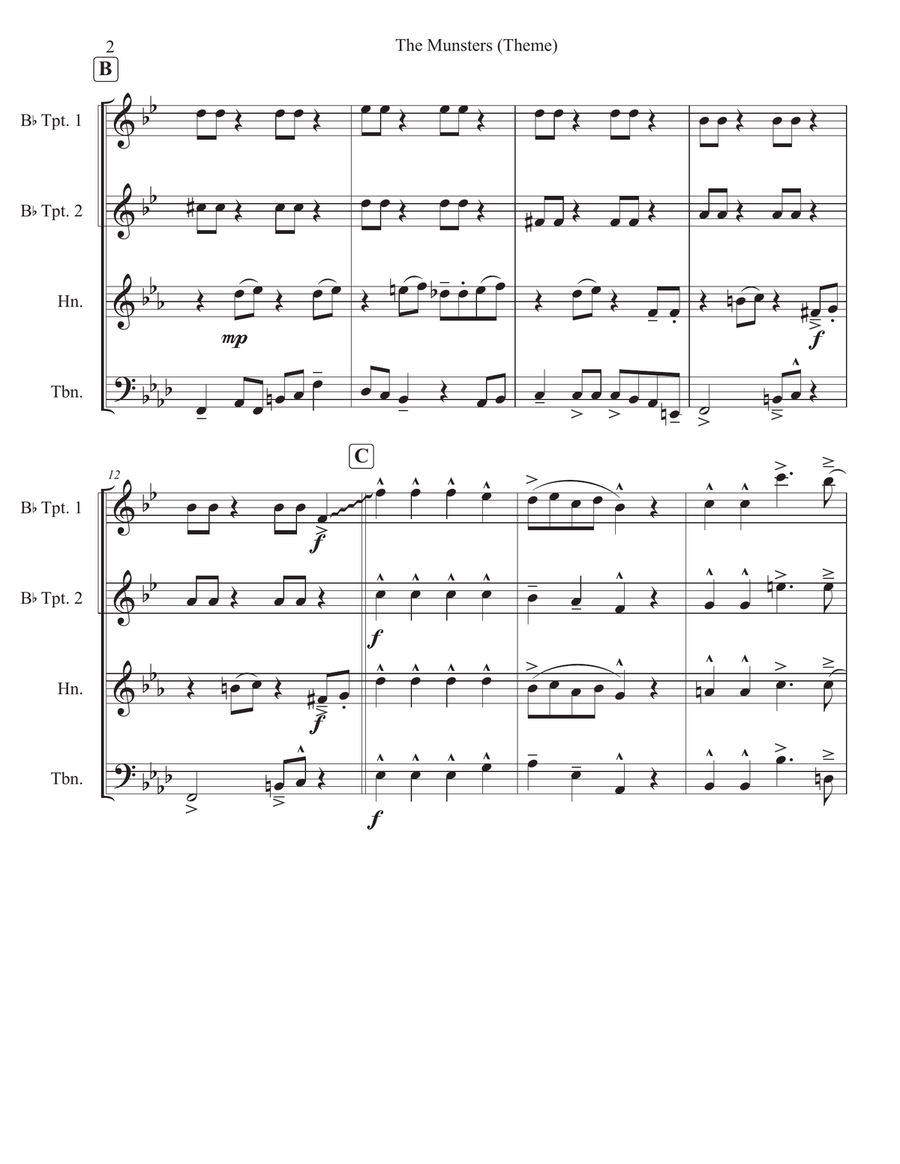 The Munsters Theme Brass Ensemble scores gallery preview page 4