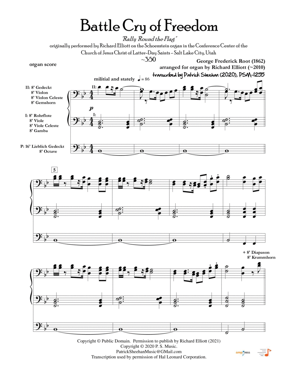 Battle Cry of Freedom Organ Solo scores gallery preview page 1