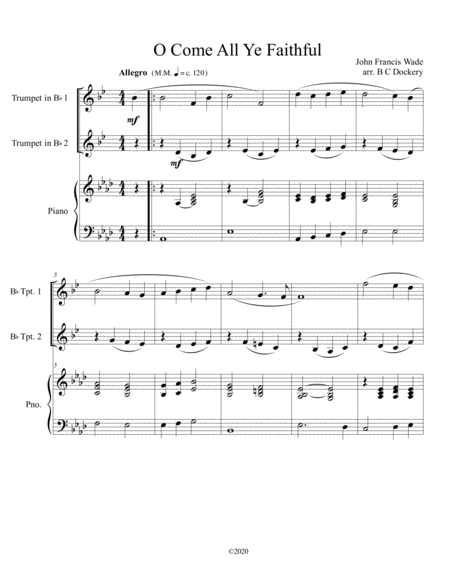 O Come All Ye Faithful (trumpet duet) with optional piano accompaniment image number null