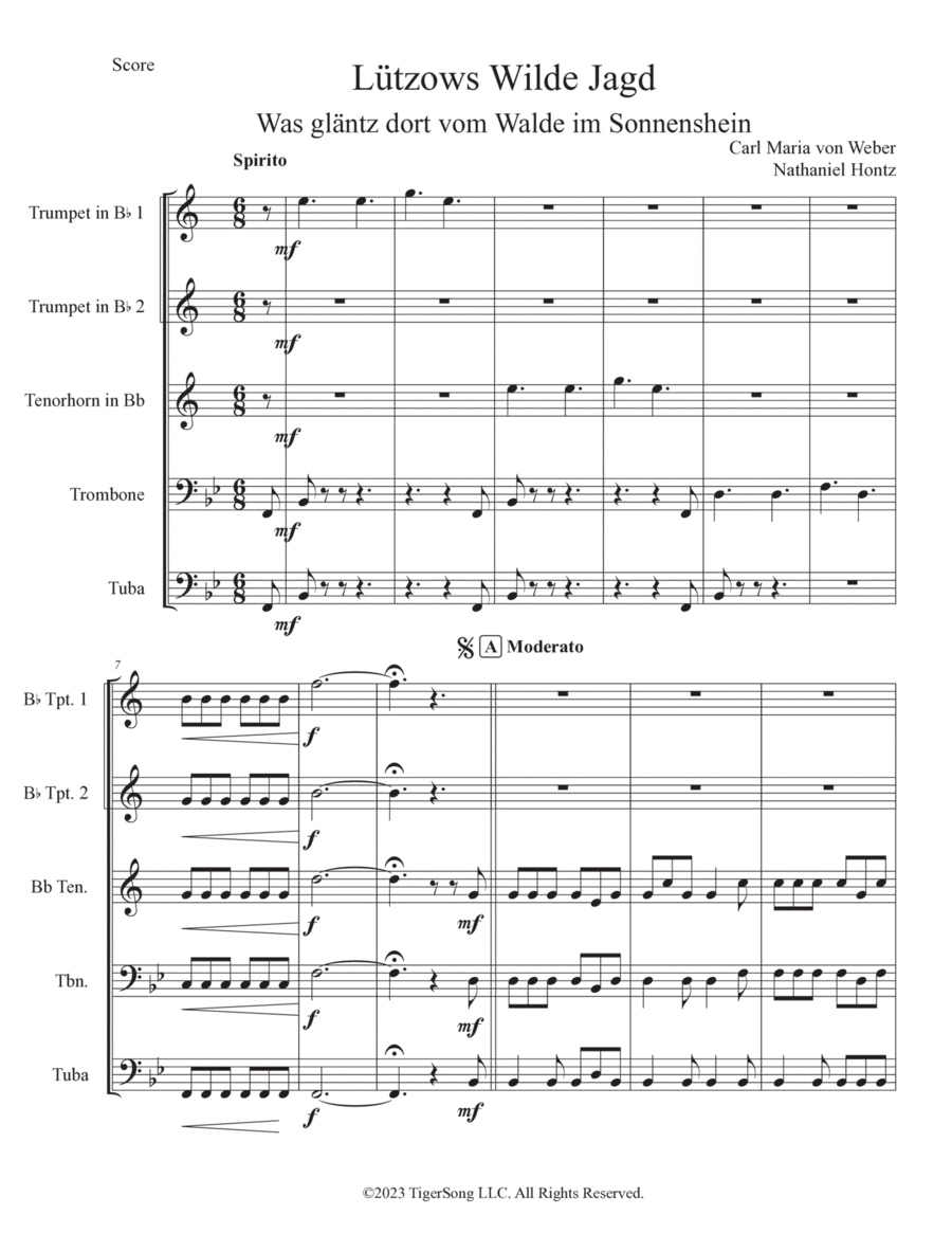 Lützow's Wilde Jagd Lützow's Wilde Jagd Brass Quintet scores gallery preview page 1