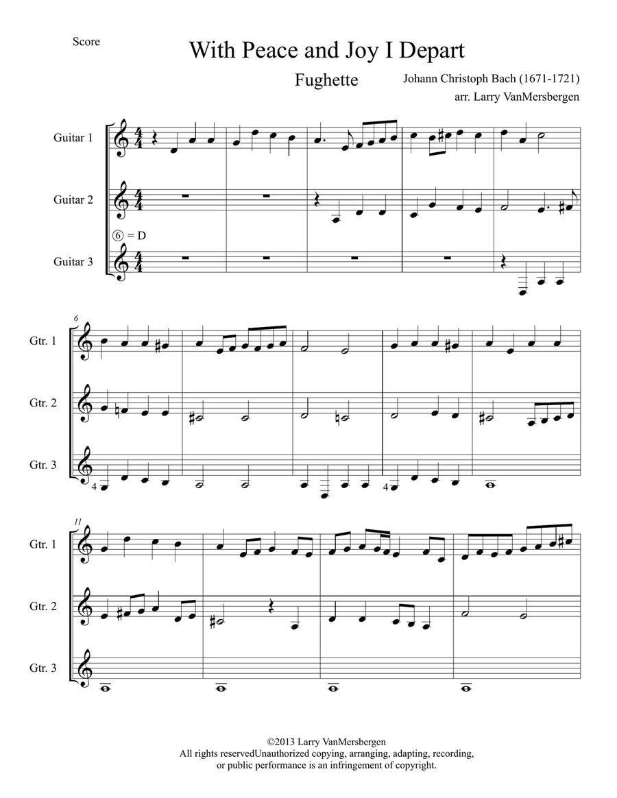 With Peace and Joy I Depart for 3 guitars Guitar Ensemble scores gallery preview page 1