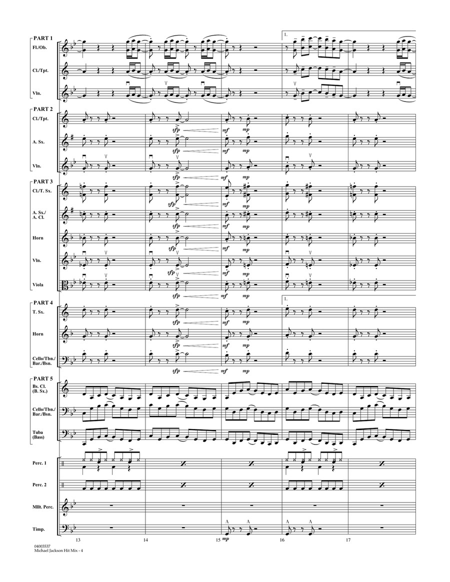 Michael Jackson Hit Mix - Conductor Score (Full Score) Concert Band scores gallery preview page 4