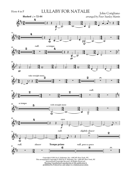 Lullaby for Natalie (arr. Peter Stanley Martin) - F Horn 4