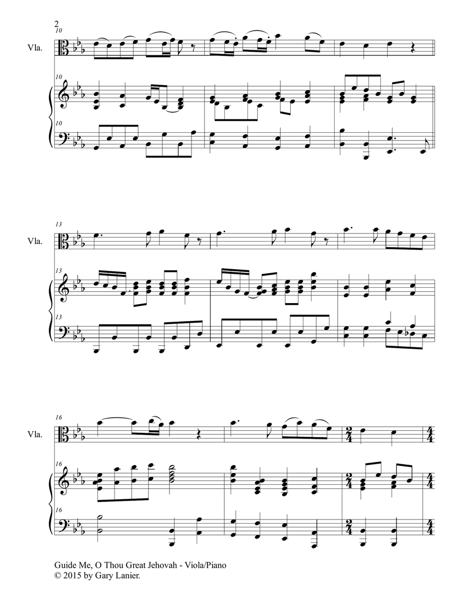 GUIDE ME, O THOU GREAT JEHOVAH (Duet – Viola and Piano/Score and Parts) Piano Accompaniment scores gallery preview page 3