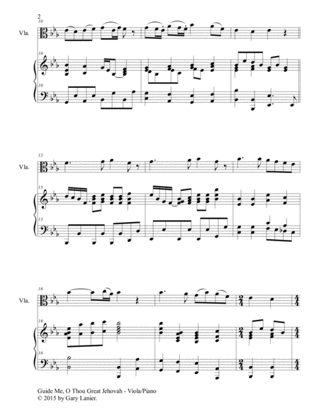 GUIDE ME, O THOU GREAT JEHOVAH (Duet – Viola and Piano/Score and Parts) image number null