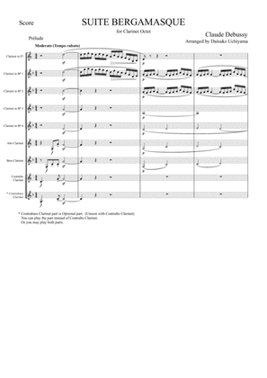 Book cover for C.Debussy - Prelude from Suite Bergamasque (for Clarinet Choir)