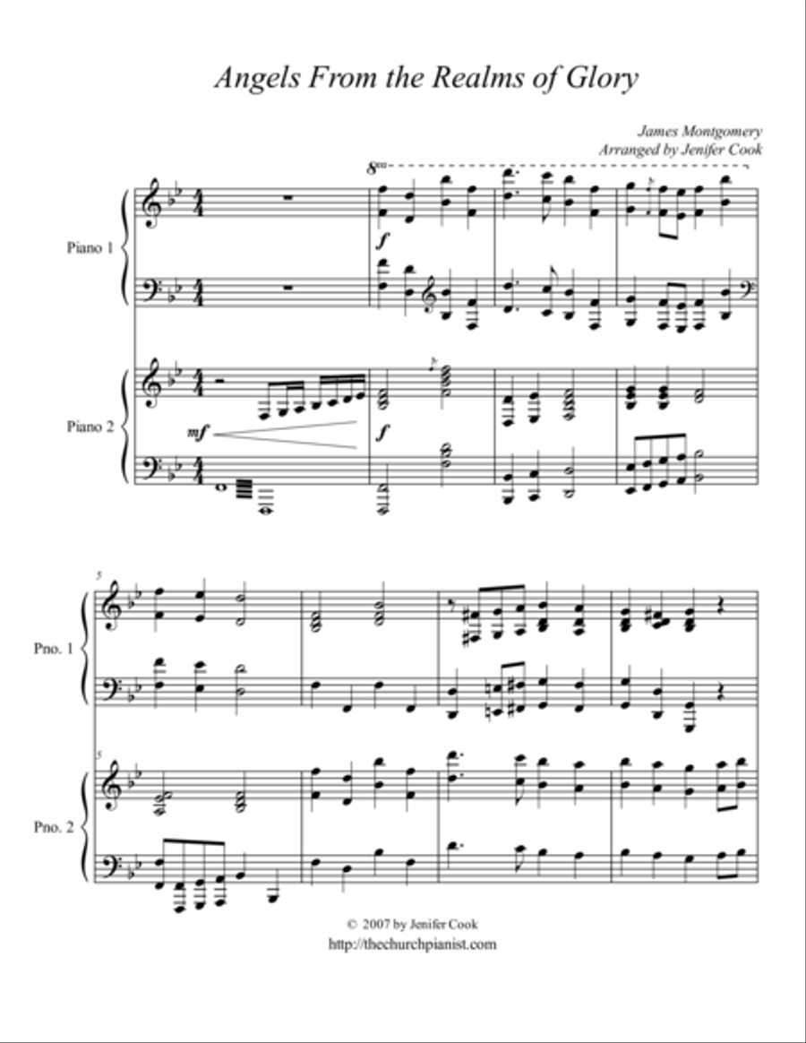 Angels From the Realms of Glory 2 Pianos, 4-Hands scores gallery preview page 1