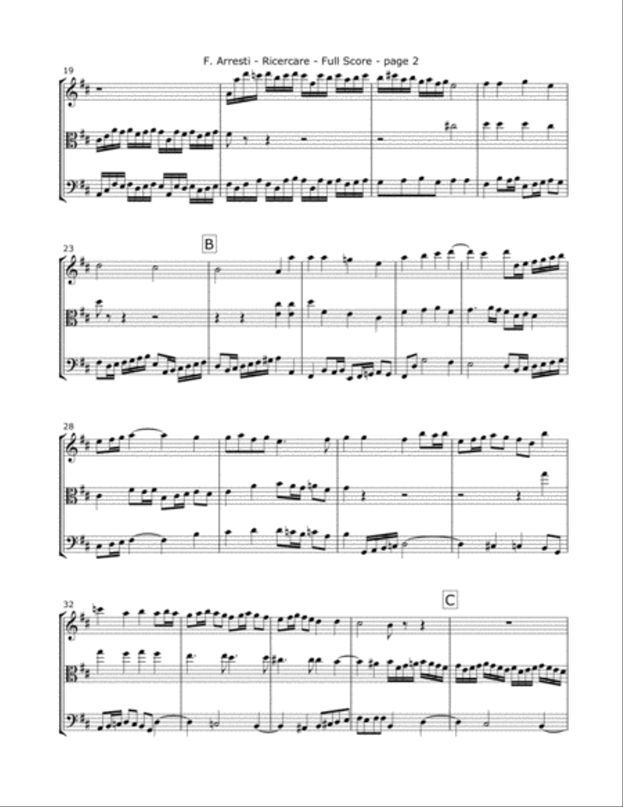 Arresti, F. - Ricercare for Violin, Viola and Cello image number null