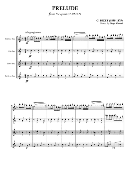 Carmen Overture (Prelude) for Saxophone Quartet image number null