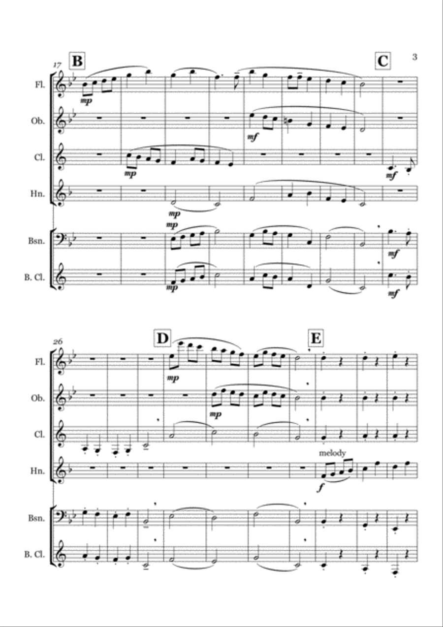 NURSERY RHYMES FOR WOODWIND QUINTET :Arranged by Vince Corozine (ascap) Woodwind Quintet scores gallery preview page 3