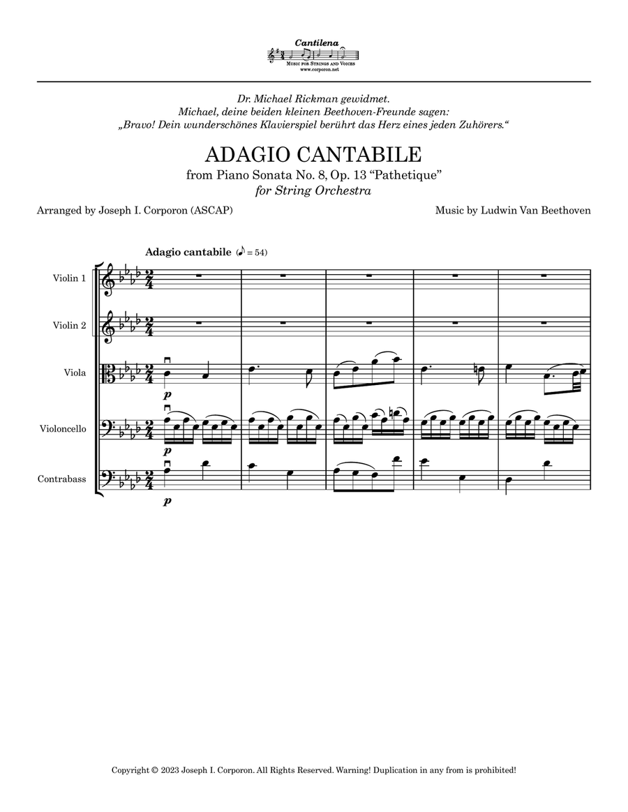Adagio Cantabile for String Orchestra String Orchestra scores gallery preview page 3