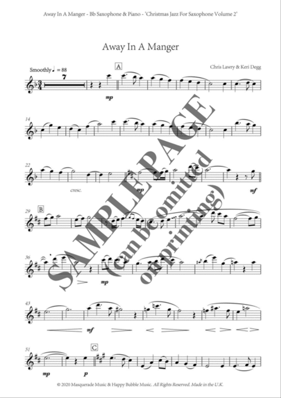 Christmas Jazz Volume 2 - Bb saxophone; Five Christmas/Holiday pieces in Jazz Styles. Tenor Saxophone scores gallery preview page 3
