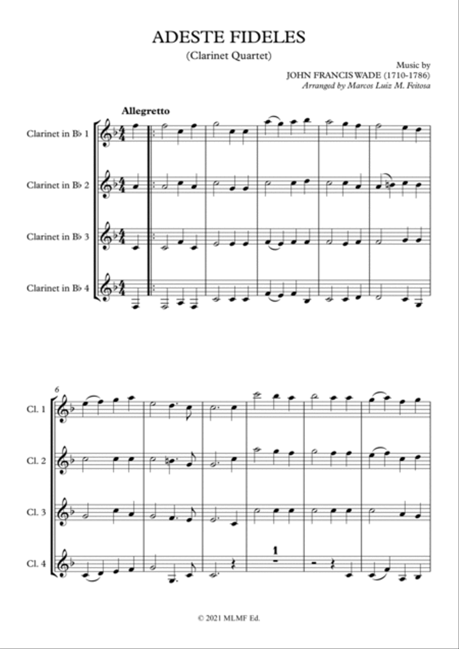 Adeste Fideles - Clarinet Quartet Adeste Fideles - Clarinet Quartet Clarinet Quartet scores gallery preview page 3