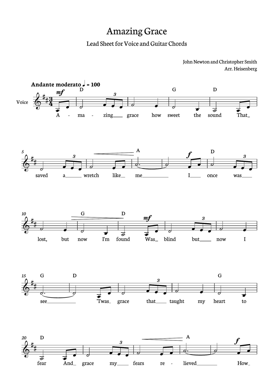 Amazing Grace Piano scores gallery preview page 1