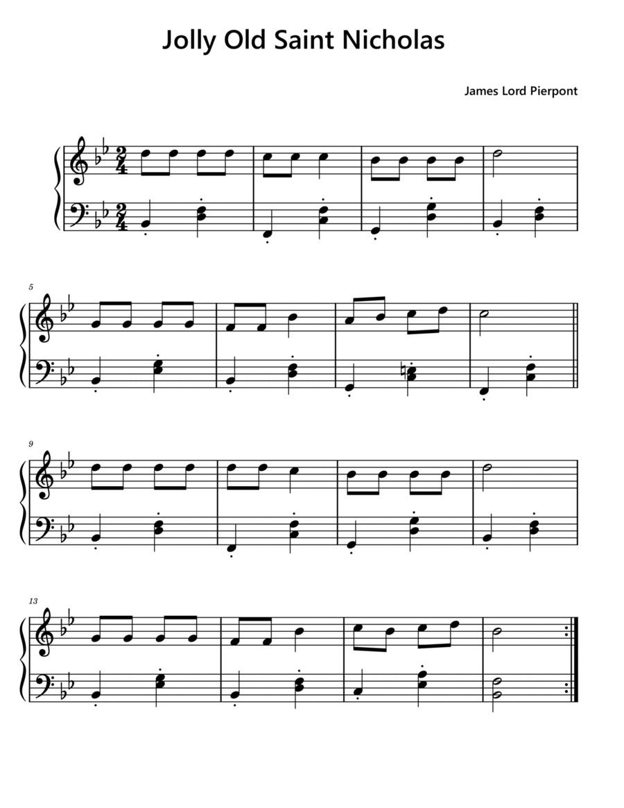 Jolly Old Saint Nicholas Jolly Old Saint Nicholas Easy Piano scores gallery preview page 1