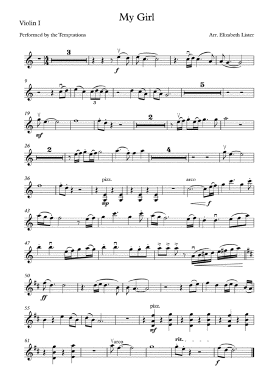 My Girl String Quartet scores gallery preview page 1