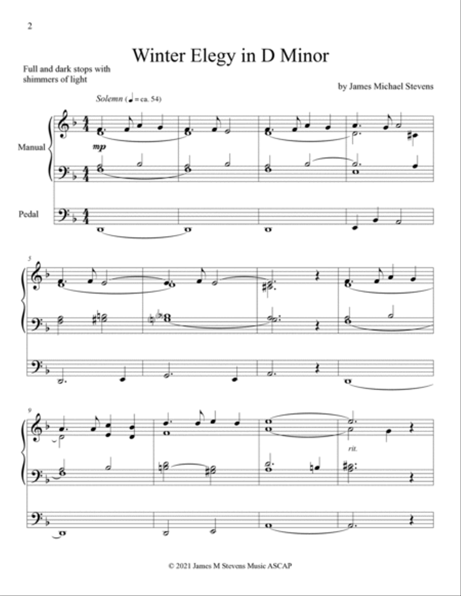 Winter Elegy in D Minor - Organ Solo Organ Solo scores gallery preview page 2