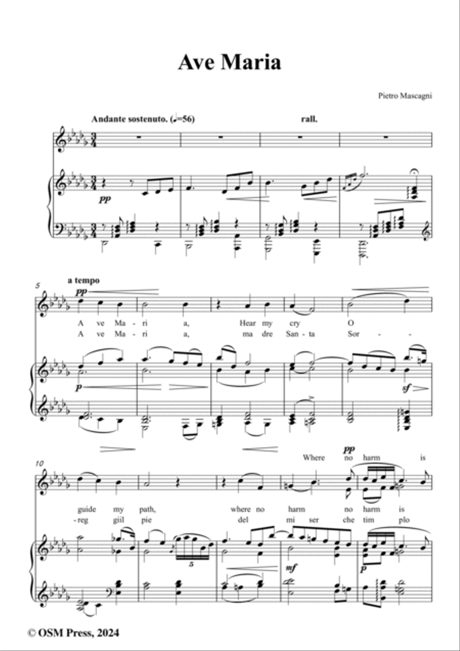 P. Mascagni-Ave Maria,in D flat Major Voice scores gallery preview page 2