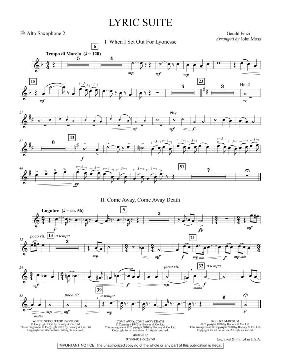 Lyric Suite - Eb Alto Saxophone 2