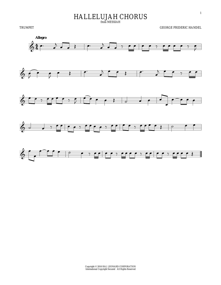 Hallelujah Chorus Hallelujah Chorus Trumpet Solo scores gallery preview page 1